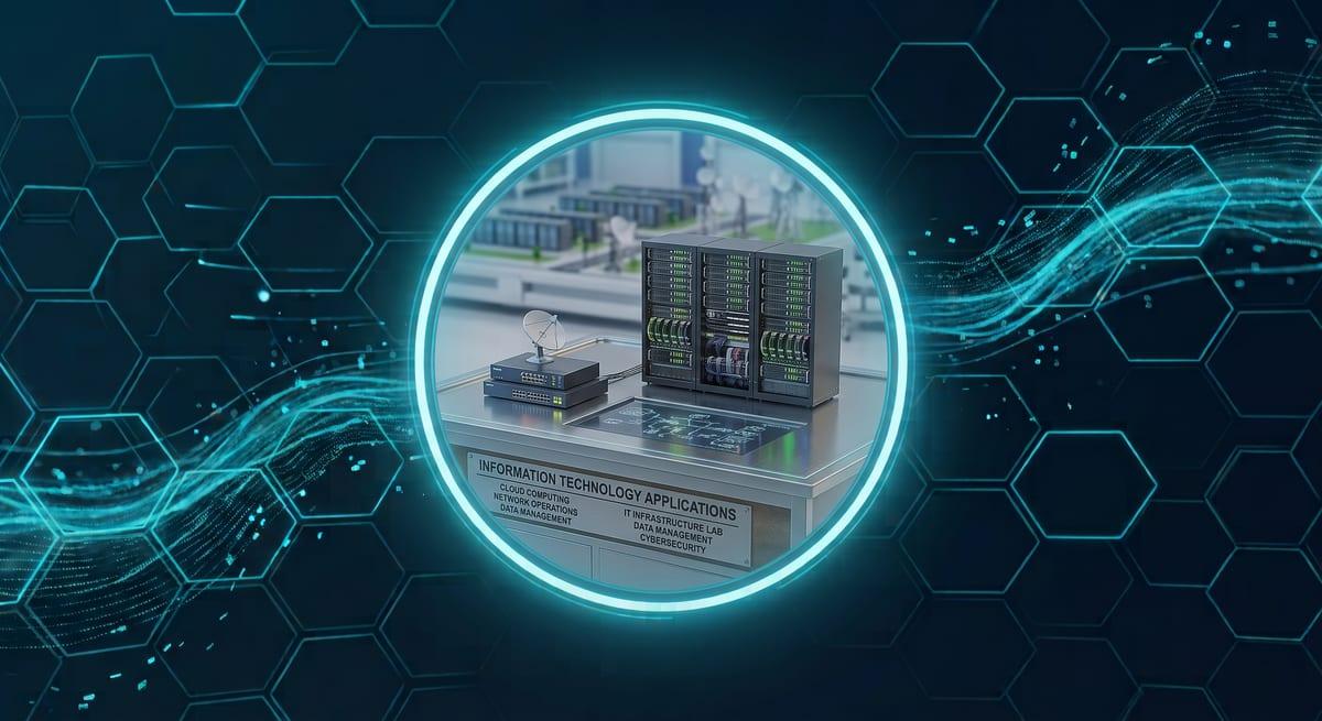 Information technology cloud and application illustration