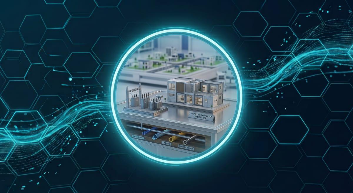 Utilities grid and infrastructure systems illustration